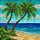 Two Palm Trees Beach Ocean Scene Tropical Foliage - Home Decor Gift Stained Glass Suncatcher - 5