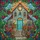 Two-Story House Blue Door Vintage Bicycle Blooming Garden Stone Steps Home Decor Gift Stained Glass Suncatcher - 5