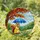 Squirrel Yellow Raincoat Blue Umbrella Autumn Forest Home Decor Gift for Wildlife Lovers Stained Glass Suncatcher - 1