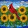 Red Cardinal Sunflowers Hills Water Landscape - Bird Watcher Home Decor Gift Stained Glass Suncatcher - 5