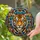 Tiger Head Stained Glass Golden Eyes Scrolling Border - Wildlife Lover Home Decor Gift Stained Glass Suncatcher - 2