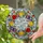 Tulip Floral Wreath Small Flowers Green Leaves Clear Sky Clouds - Home Decor Gift Stained Glass Suncatcher - 2