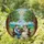 Boy Girl Blowing Bubbles Ancient Trees Hills - Home Decor Gift Stained Glass Suncatcher - 1