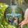 Boy Girl Blowing Bubbles Ancient Trees Hills - Home Decor Gift Stained Glass Suncatcher - 2