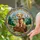 Golden Retriever Puppy on Suitcase Outdoor Pathway - Home Decor Gift for Dog Lover Stained Glass Suncatcher - 2