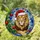 Majestic Lion Santa Hat Christmas Tree Red Baubles Starry Night - Christmas Holiday Decor Stained Glass Suncatcher - 1