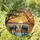 Giraffe African Elephants Watering Hole Savanna Sunset Acacia Tree - Wildlife Lover Gift Stained Glass Suncatcher - 1