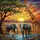 Giraffe African Elephants Watering Hole Savanna Sunset Acacia Tree - Wildlife Lover Gift Stained Glass Suncatcher - 5