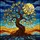 Gnarled Tree of Life Full Moon Glowing Orbs Rolling Hills Cloudy Sky - Home Decor Gift Stained Glass Suncatcher - 5