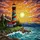 Striped Lighthouse Blue House Coastal Cliff Ocean Waves Sunset - Coastal Home Decor Gift Stained Glass Suncatcher - 5