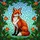 Red Fox Blooming Flowers Mosaic Sky - Home Decor Gift for Fox Lover Stained Glass Suncatcher - 5
