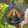 Revered Monk Pouring Water Fiery Sunset Medallions - Spiritual Home Decor Gift Stained Glass Suncatcher - 2