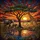 Acacia Tree African Elephants Giraffe Savanna Sunset - Wildlife Lover Home Decor Gift Stained Glass Suncatcher - 5