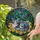 Curled Blue Gray Cat, Yellow Maple Ivy Leaves Tiffany Glass - Cat Lover Home Decor Gift Stained Glass Suncatcher - 2