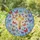 Glowing Mosaic Cross Butterfly Swarm Blue Sky - Spiritual Home Decor Gift Stained Glass Suncatcher - 1