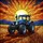 Farm Tractor Cultivated Field Sunset - Farmhouse Decor Gift for Tractor Lover Stained Glass Suncatcher - 5