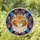Ginger Cat Head Winking Stained Glass - Circular Mosaic Border Home Decor Gift Stained Glass Suncatcher - 1