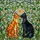 Two Sitting Cats Nose-to-Nose Flower Vines - Home Decor Gift for Cat Lover Stained Glass Suncatcher - 5