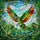 Tropical Green Parrot Flight Foliage Blue Sky Scene - Wildlife Home Decor Gift Stained Glass Suncatcher - 5