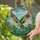 Tropical Green Parrot Flight Foliage Blue Sky Scene - Wildlife Home Decor Gift Stained Glass Suncatcher - 2