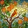 Songbird Branch Orange Flowers Green Leaves Organic Patterns - Wildlife Lover Gift Stained Glass Suncatcher - 5