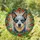 Australian Cattle Dog Red Yellow Flowers Green Foliage - Home Decor Gift for Dog Lover Stained Glass Suncatcher - 1