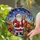 Santa Claus Deer Poinsettia Holly - Christmas Holiday Decor Gift Stained Glass Suncatcher - 2
