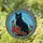 Black Cat Yellow Eyes Red Roses Spiderweb Floral Leafy Border - Home Decor Gift for Cat Lover Stained Glass Suncatcher - 1