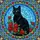 Black Cat Yellow Eyes Red Roses Spiderweb Floral Leafy Border - Home Decor Gift for Cat Lover Stained Glass Suncatcher - 5