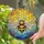 Jewel Tone Bee Wildflower Honeycomb Sky Mosaic - Wildlife Lover Home Decor Gift Stained Glass Suncatcher - 2