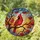Northern Cardinal Branch Berries Sunset Sky - Wildlife Lover Home Decor Gift Stained Glass Suncatcher - 1