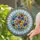 Pansy Floral Bouquet Green Leaves Mosaic Circular Border Luminous Sky - Home Decor Gift for Garden Lovers Stained Glass Suncatcher - 2