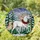 White Horse Christmas Wreath Poinsettia Winter Forest - Christmas Home Decor Gift Stained Glass Suncatcher - 1