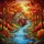 Colorful Rustic Watermill Red Waterwheel Autumn Forest River - Nature Lover Home Decorating Stained Glass Suncatcher - 5