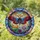 Moth Red Jeweled Eye Dreamcatcher Purple Daisy Foliage Swirling Sky Light - Home Decor Gift Stained Glass Suncatcher - 1