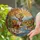 Majestic Reindeer Snowy River Mountain Autumn Landscape - Home Decor Gift Stained Glass Suncatcher - 2