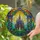 Multi-Spired Fantasy Castle Gothic Archways Lush Foliage Red Berries - Home Decor Gift for Castle Lover Stained Glass Suncatcher - 2