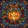 Grinning Jack-o'-Lantern Pumpkin Autumn Leaves Wreath - Halloween Home Decor Gift Stained Glass Suncatcher - 5