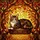 Tabby Cat on Wooden Ledge Autumn Leaves Branches - Autumnal Home Decor Gift for Cat Lover Stained Glass Suncatcher - 5