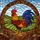 Rooster Fanned Tail Mosaic Hills Circular Border - Farmhouse Decor Gift Stained Glass Suncatcher - 5