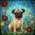 Pug Puppy Fawn Fur Lush Blooming Garden Blue Sky - Pet Lover Home Decor Gift Stained Glass Suncatcher - 5