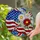Patriotic American Flag Daisy Flowers - Home Decor Gift for Proud Americans Stained Glass Suncatcher - 2