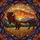 American Bison Sunset Mountains Landscape - Home Decor Gift for Wildlife Lover Stained Glass Suncatcher - 5