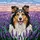 Smiling Tricolor Shetland Sheepdog Lavender Meadow - Home Decor Gift for Dog Lover Stained Glass Suncatcher - 5