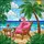 Pink Flamingo Beach Chair Palm Tree Ocean Scene - Home Decor Gift for Beach Decor Stained Glass Suncatcher - 5
