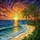 Tropical Beach Sunset Ocean Palm Trees Golden Sun Shimmering Light Path Home Decor Gift Stained Glass Suncatcher - 5