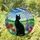 Black Cat Wildflower Poppies Daisies Landscape Sun - Home Decor Gift for Cat Lover Stained Glass Suncatcher - 1