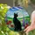 Black Cat Wildflower Poppies Daisies Landscape Sun - Home Decor Gift for Cat Lover Stained Glass Suncatcher - 2