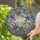 Purple Blue Star Bell Flowers Golden Sun Ocean Landscape Filigree Gem Border - Home Decor Gift Stained Glass Suncatcher - 2