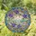 Purple Blue Star Bell Flowers Golden Sun Ocean Landscape Filigree Gem Border - Home Decor Gift Stained Glass Suncatcher - 1